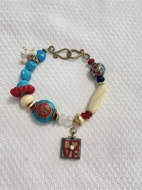New Boho Turquoise & Red 'Love' Charm Bracelet - Women Jewelry